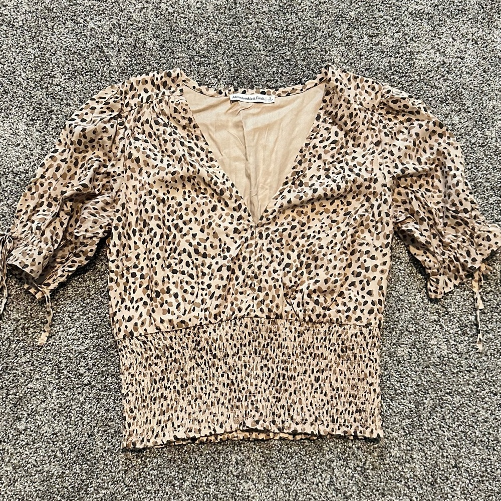 Abercrombie and Fitch Leopard Print V-Neck Women's Top